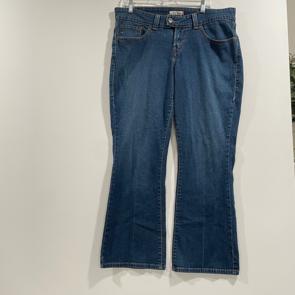 Levis‎ 542 Flare Jeans Womens 16W Medium Wash Blue Denim Flap Pocket Stretch Y2K